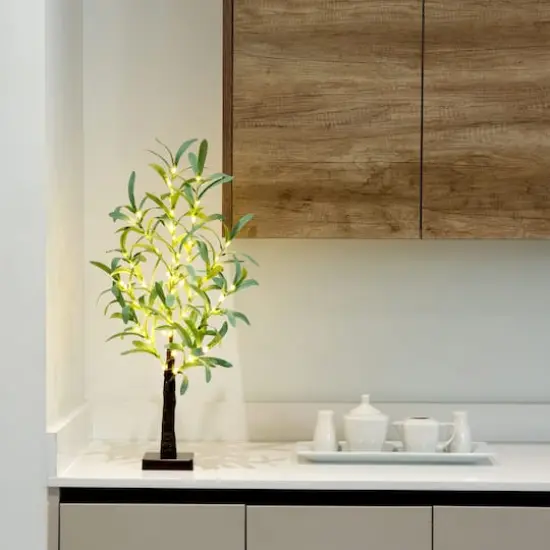 2ft. Pre-Lit Artificial Olive Tree with Warm White LED Lights {3}