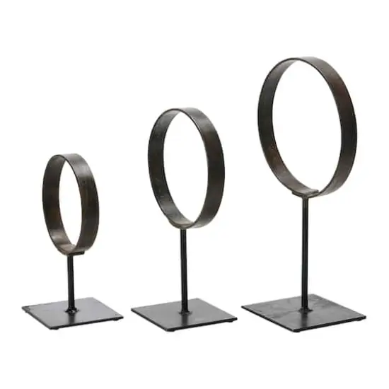 Hello Honey&reg; Decorative Modern Found Metal Rings on Stands Set {1}
