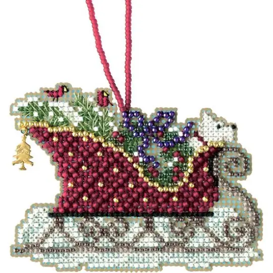 Mill Hill® Sleigh Ride Evergreen Sleigh Ornament Counted Cross Stitch Kit {3}