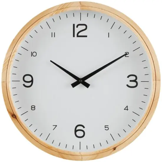 16" Light Brown Framed Wall Clock {1}