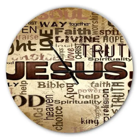Designart 'Jesus Word Cloud In GrungeModern Wall Clock {1}