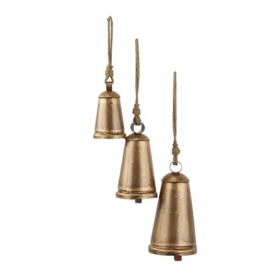 Bronze Metal Bohemian Decorative Cow Bell, Set of 3" 13", 11", 8" {6}
