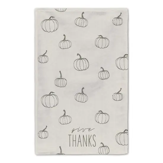 Give Thanks Gray Pumpkin Tea Towel Set {5}