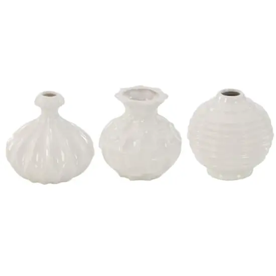 White Stoneware Modern Vase Set {1}