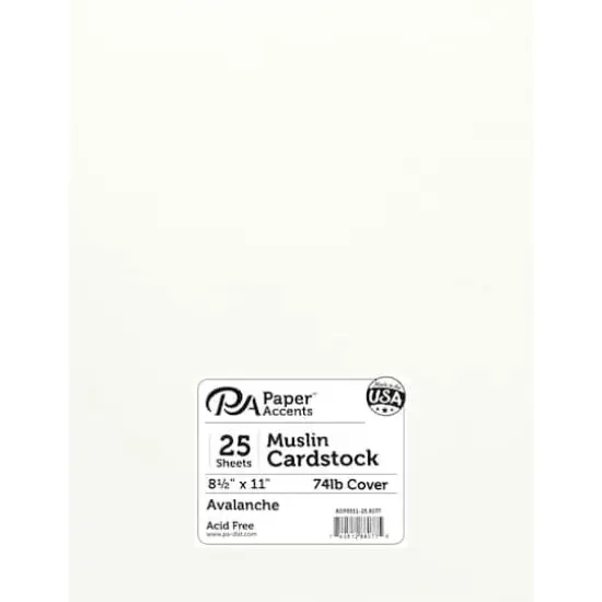 PA Paper&trade; Accents Muslin 8.5" x 11" 74lb. Cardstock, 25 Sheets Avalanche {1}