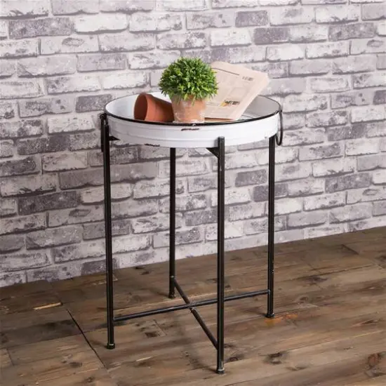 Glitzhome&reg; Farmhouse Enamel Metal Serving Table {3}