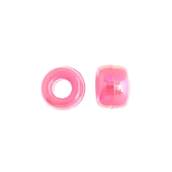 John Bead 9mm Opaque Plastic Pony Beads, 1,000ct. Pink AB {4}
