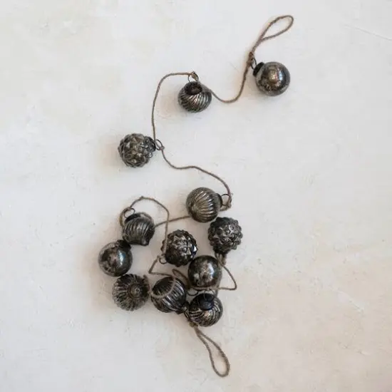 Hello Honey® 6ft. Antique Pewter Finish Embossed Mercury Glass Ornament Garland {3}