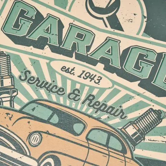 American Art Decor Classic Car Garage Round MDF Wall Plaque - 20" x 20" x 0.35" {5}