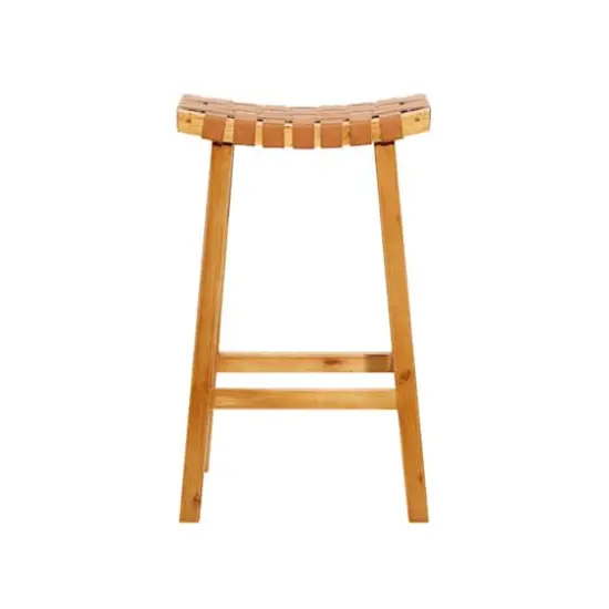 Brown Wood Rustic Bar Stool 30" x 18" x 11" {4}