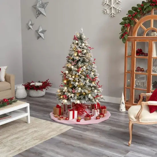 6ft. Pre-Lit Snow Tipped Norwegian Fir Artificial Christmas Tree, White LED Lights {10}