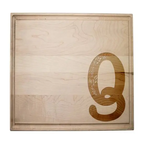 17" Floral Monogram Maple Cutting Board Floral Monogram Q {1}