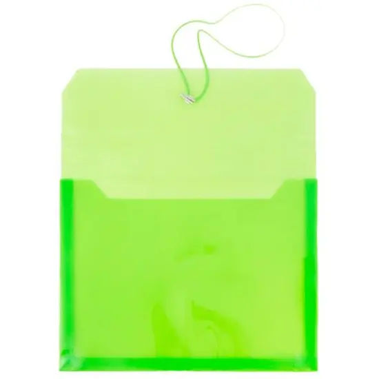 JAM Paper 9.75" x 13" Plastic Elastic Band Closure Expansion Envelopes, 12ct. Lime Green {4}
