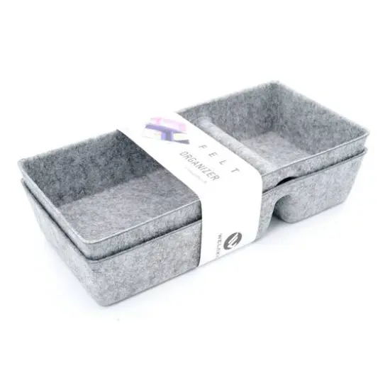 Welaxy Felt 2 Piece Divided Drawer Organizer Trays Gray {9}