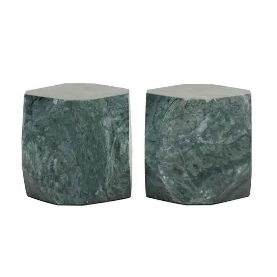 CosmoLiving by Cosmopolitan 4" Geometric Marble Block Bookend Set Gray {6}
