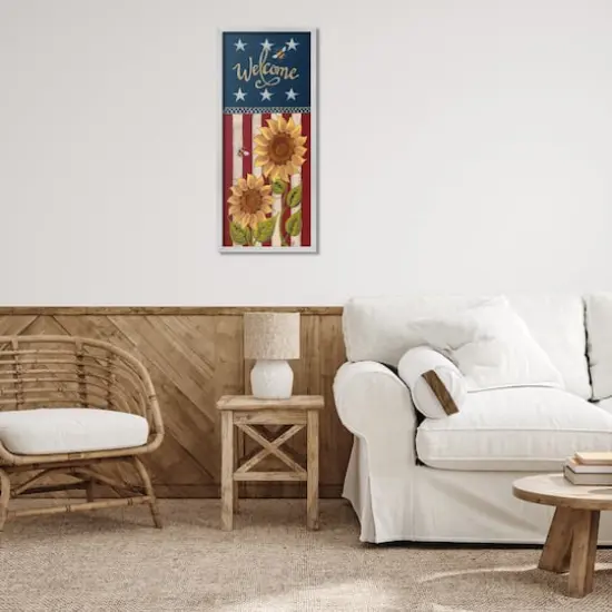 Stupell Industries Americana Welcome Country Sunflowers Framed Giclee Art Gray {3}
