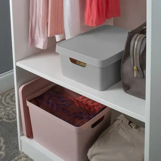 Simplify 14.5" Vinto Storage Box with Lid Gray {5}