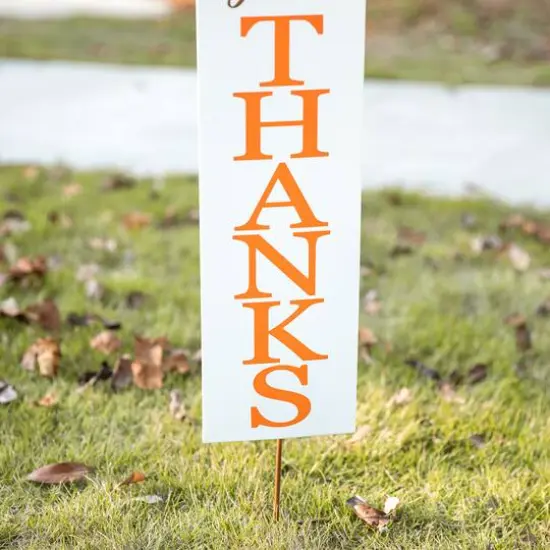 Glitzhome&reg; 36" Thanksgiving Metal Turkey "Give Thanks" Yard Stake {6}