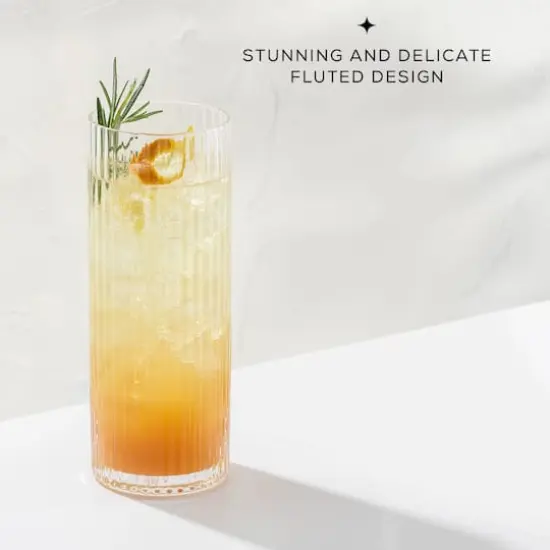 JoyJolt&reg; 16oz. Elle Fluted Highball Juice Tumblers Glasses, 2ct. {3}