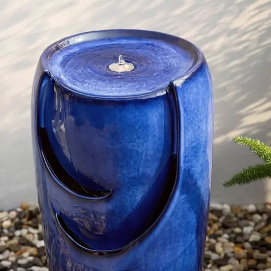 Glitzhome&reg; 29" Ceramic Pot Fountain Cobalt Blue {6}