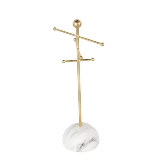 13" Gold Metal 6-Slot Jewelry Stand with White Base {4}