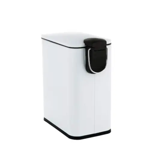 Simplify White 5L Slim Rectangular Pedal Trash Bin with Soft Close Lid {7}