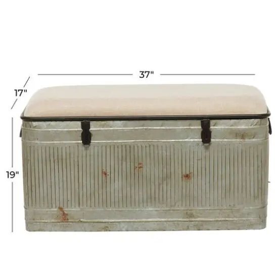 Gray Iron Farmhouse Bench, 19" x 37" x 17" {10}