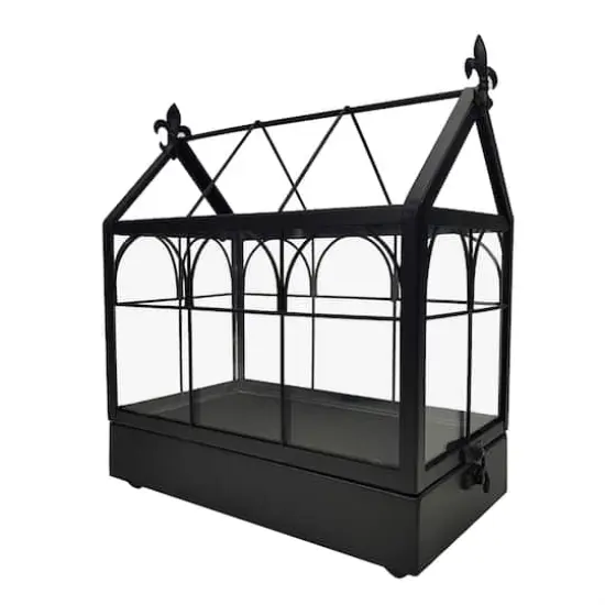 11" Black Glass & Metal Greenhouse Terrarium by Ashland&reg; {1}