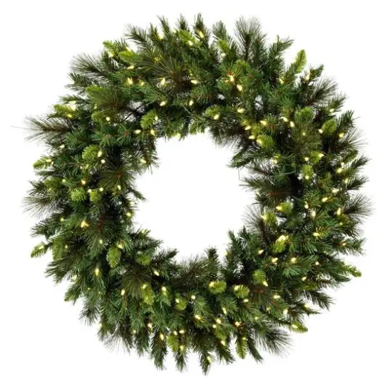 48" Bangor Mixed Pine Wreath, Warm White Dura-Lit&reg; LED Mini Lights {1}