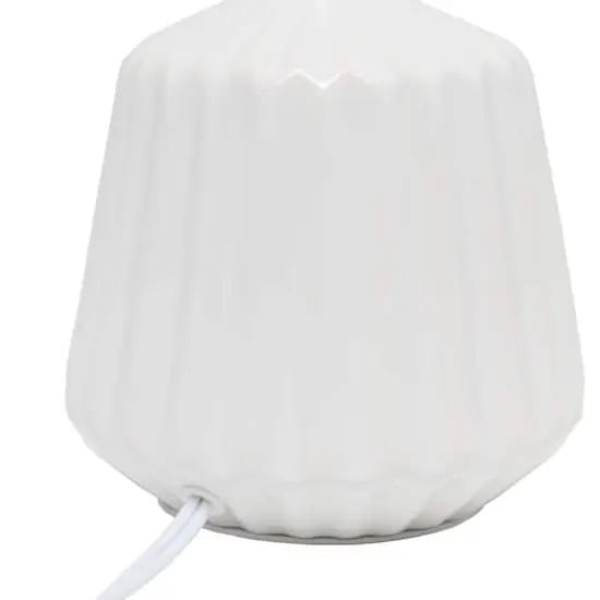 Simple Designs 11.3" Petite Off White Pleated Base Table Lamp {9}