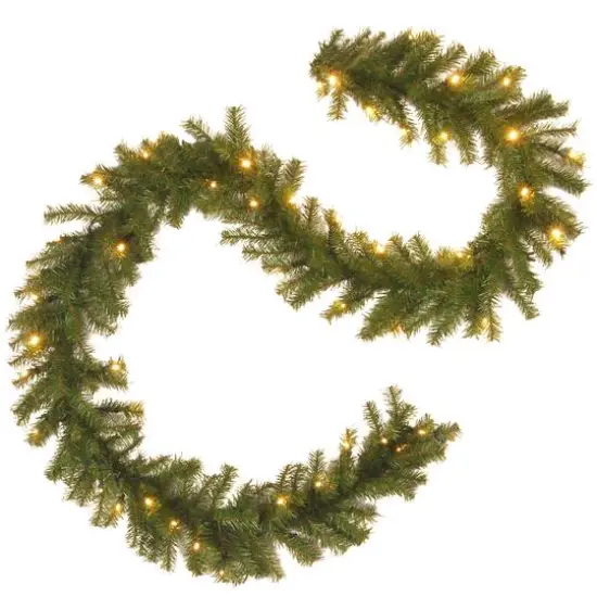 9' x 10" Pre-lit Norwood Fir Artificial Christmas Garland with 50 Battery Operated Dual LED Lights {5}