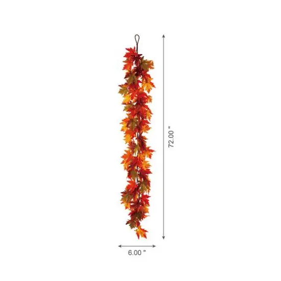 Glitzhome&reg; 6ft. Fall Lighted Maple Leaves Garland with Timer {4}