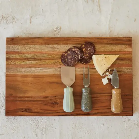 Hello Honey® 5.75" Multicolor Stainless Steel Cheese Knives with Stoneware Handle {3}