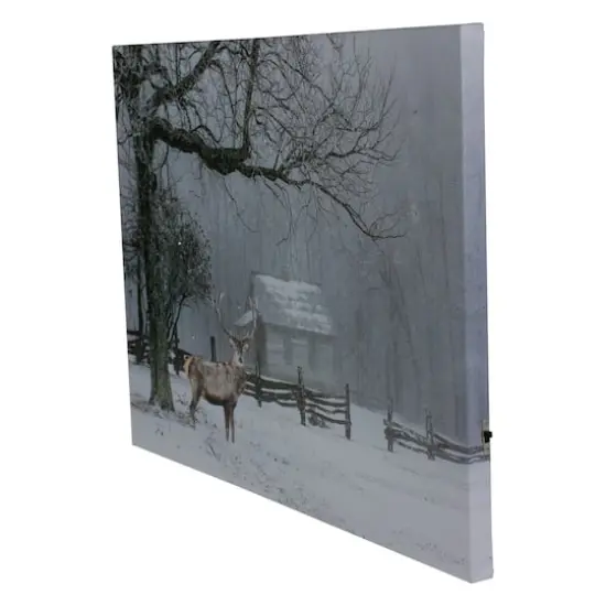 Lighted Winter Cottage Forest Scene Christmas Canvas Wall Art {3}