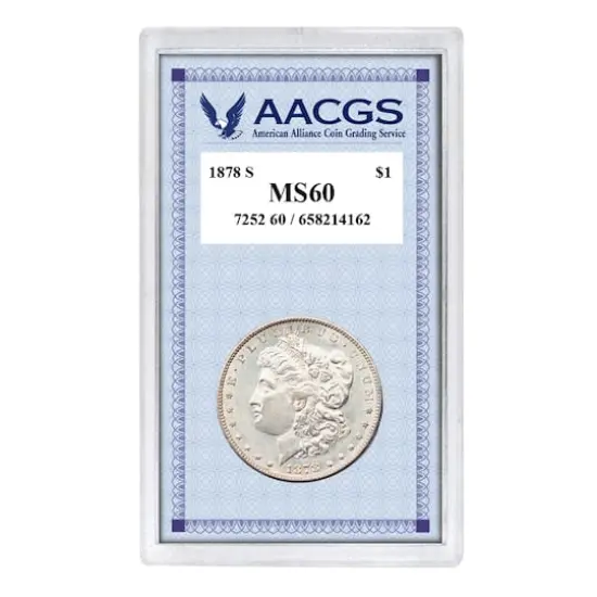 1878S "First-Year-of-Issue" Morgan Silver Dollar Graded MS60 Uncirculated {1}