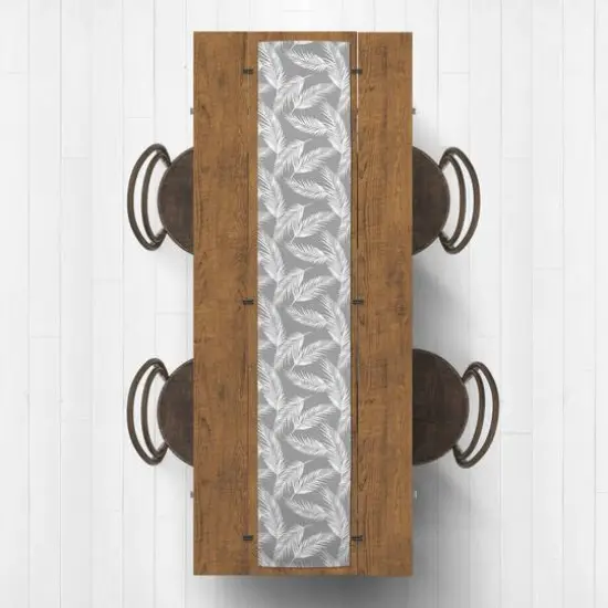 Nature Palm Indoor/Outdoor Table Runner Gray {3}