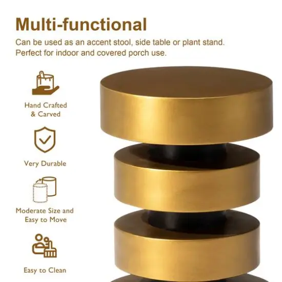 Glitzhome&reg; 18" Antique Gold Floating Disks Side Table {6}