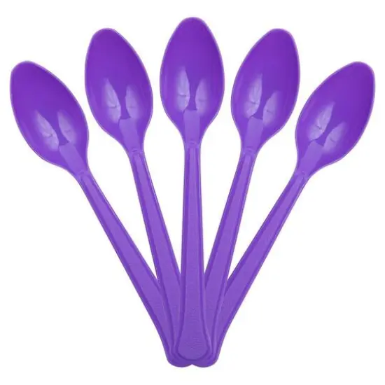 JAM Paper Premium Disposable Plastic Spoons, 48ct. Purple {1}