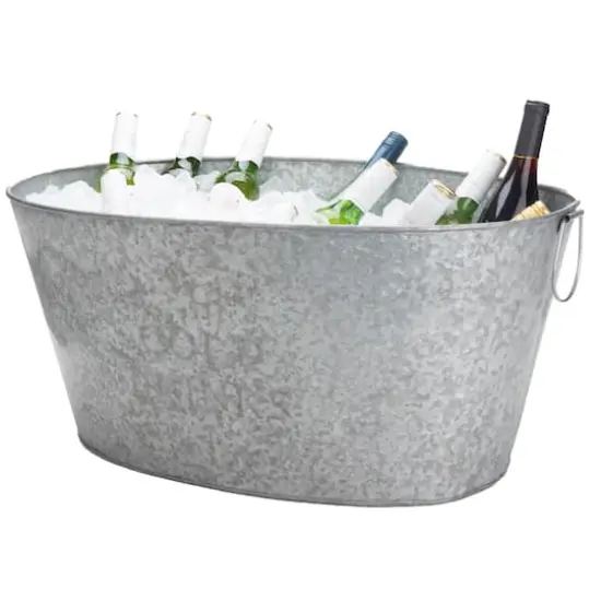 Mind Reader 12'' Large Round Galvanized Steel Beverage Tub with Handles {6}