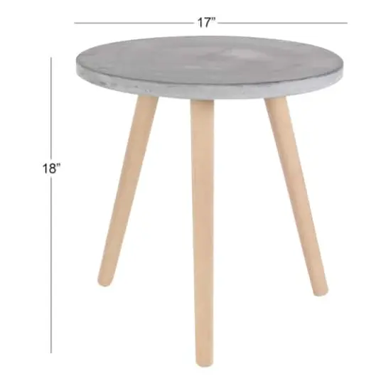 Gray Fiber Clay & Beech Wood Contemporary Accent Table {4}