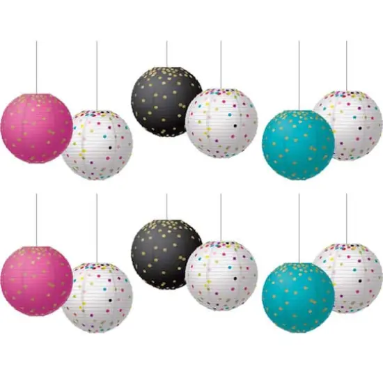 Teacher Created Resources Gold Foil & Confetti 8" Hanging Paper Lanterns, 2 Packs of 6 {1}