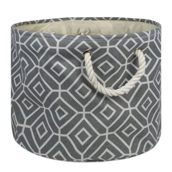 DII&reg; Large Round Stained Glass Polyester Bin Gray {1}