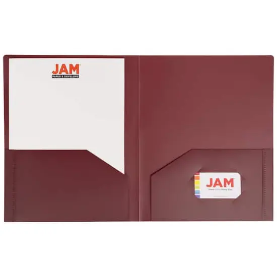 JAM Paper Heavy Duty Plastic 2-Pocket Folders, 6ct. Burgundy {5}