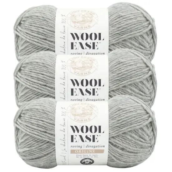 3 Pack Lion Brand&reg; Wool-Ease&reg; Roving Origins Yarn Heather Grey {1}