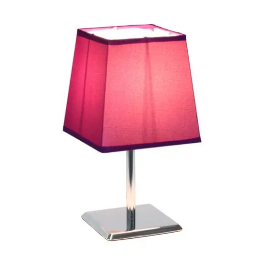 Simple Designs™ 9.5" Mini Chrome Table Lamp with Squared Empire Shade Purple {3}