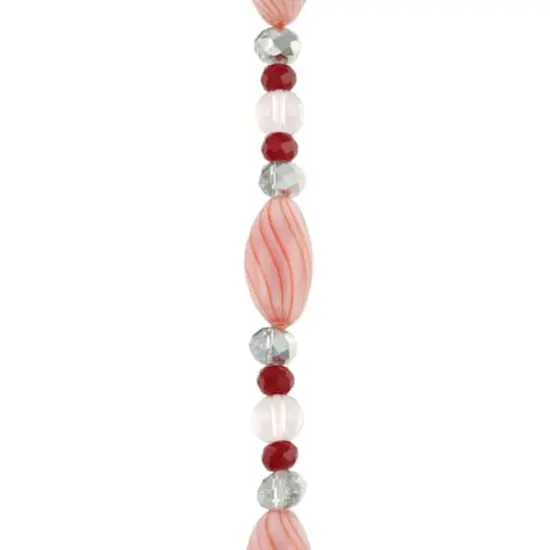 Red Lampwork Glass Stripe Oval Beads by Bead Landing&trade; {1}