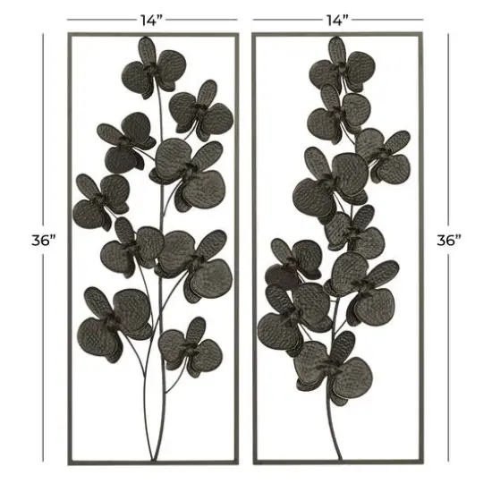 Black Floral Contemporary Wall D&eacute;cor Set {8}