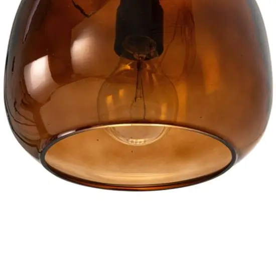 Hello Honey® 8.25" Amber Round Glass & Metal Pendant Lamp with Hardwire {6}