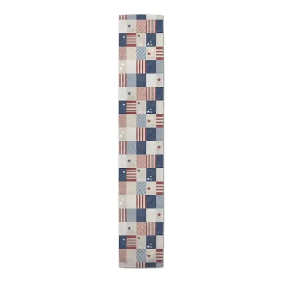 90" Patchwork Check Cotton Twill Table Runner {4}