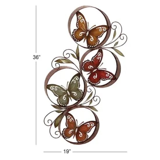 Multi Colored Scrollwork Butterflies Metal Outdoor Wall Accent {5}